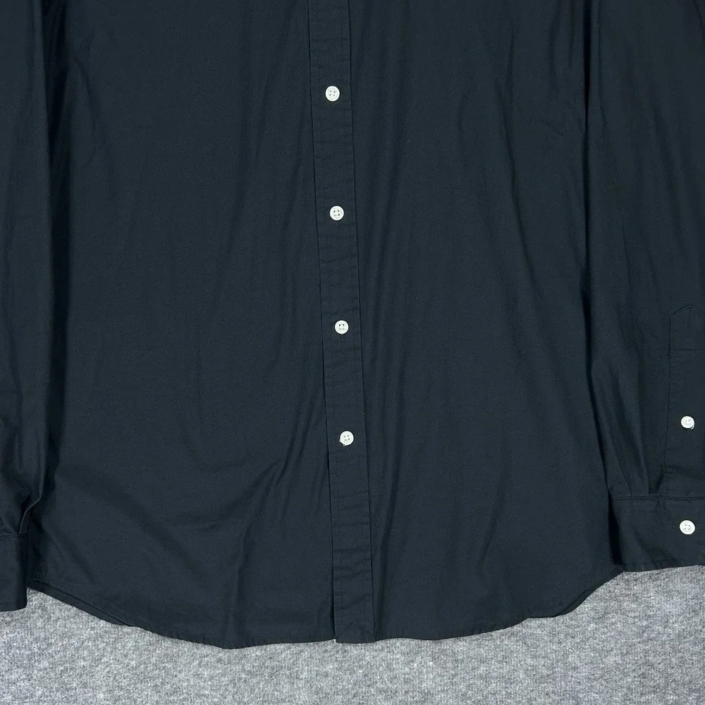 Polo Ralph Lauren Shirt Mens L Black Solid Slim fit Stretch Poplin Preppy
